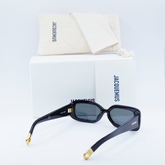 Jacquemus ROND CARRE JAC/11 C1 Rectangle Sunglasses - Shiny Black\Grey - Picture 10 of 10